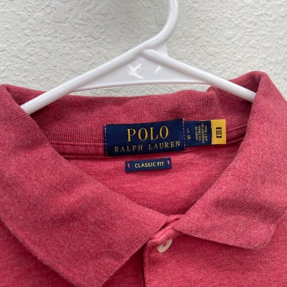 Polo Ralph Lauren Red Classic Fit Short Sleeve Preppy Collared Shirt Mens Large - Picture 2 of 5